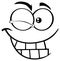 Black And White Winking Cartoon Funny Face With Smiling Expression