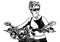 Black and White Woman Motorcyclist