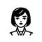 Black And White Woman\\\'s Face Icon In Shodo Style: A Fusion Of Science Academia And Anime-inspired Character Designs