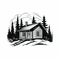 Black And White Wooden Cabin Tattoo Design - Charming Character Illustrations