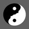 Black and white Yin Yang symbol with faces