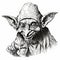 Black And White Yoda Illustration With Detailed Character Expressions