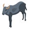 Black wildebeest icon, isometric style