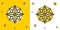 Black Wind rose icon isolated on yellow and white background. Compass icon for travel. Navigation design. Random dynamic