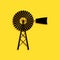 Black Windmill icon isolated on yellow background. Long shadow style. Vector