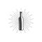 Black wine bottle with sunbursts for vineyard logo, winery badge, wine club, bar, cafe or restaurant. Stock silhouette
