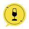 Black Wine glass icon isolated on white background. Wineglass sign. Yellow speech bubble symbol. Vector