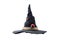 Black witch hat isolated on white background