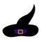 Black Witch Hat isolated on white background. Wizard Hat. Vector Illustration for your Design, Game,Card.
