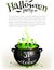 Black witches cauldron with green brew, page
