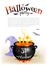 Black witches cauldron with orange brew and