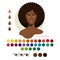 Black woman appearance color type autumn. Woman portrait with color swatches