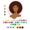 Black woman appearance color type spring. Woman portrait with color swatches