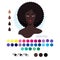 Black woman appearance color type winter. Woman portrait with color swatches
