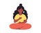 Black woman doing breathing exercise. Woman meditating in lotus pose. World yoga day, mental wellness. Hand drawn vector