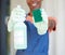 Black woman, hands or spray bottle with sponge, gloves or cleaning product for maid, cleaner service or hospitality