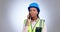 Black woman with helmet, engineering and phone call in studio with questions and advice in project management