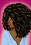 Black woman illustration with big curls hair