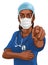 Black Woman Medical Doctor Nurse Pointing