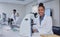 Black woman, microscope and portrait of scientist in laboratory for research, experiment or innovation. Science