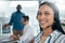 Black woman, portrait and call center worker with a smile on a crm sale call in a office. Networking, telemarketing and