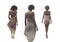 black woman set. back view. rear view. isolated. transparent PNG. wearing white dress. sadness concept art.