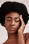 Black woman, skincare and beauty secret of a model with skin glow from dermatology. Facial, self care and wellness of an