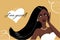 Black woman woth long silky hair and accessories