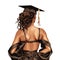 Black women graduation back view watercolor illustration