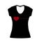 Black women T-shirt with a red heart and cardiogram. Mockup. Vector illustration on isolated background