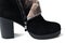 Black womens ankle boots with natural fur