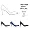 Black womens highheeled shoes exit in a dress.Different shoes single icon in cartoon style vector symbol stock