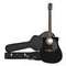 Black Wooden Acoustic Guitar near Black Leather Hard Case. 3d Rendering