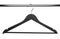 Black Wooden clothes hanger on metal crossbar isolated over whit