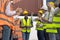 Black worker people clap hands after finishing up a meeting outdoor, Successful diversity group of business people, Teams success