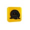 Black Worker safety helmet icon isolated on transparent background. Yellow square button.