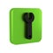 Black Wrench spanner icon isolated on transparent background. Green square button.