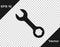 Black Wrench spanner icon isolated on transparent background. Vector