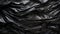 Black wrinkled plastic wrap texture. Crumpled dark thin plastic background. Generative AI