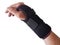 Black wrist splint for right hand male model.