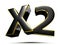 Black X2 gold rim 3D.