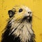 Black And Yellow Hamster Print - Scratched Realism Wildlife Mural