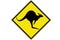 A black on yellow Kangaroo warning sign