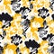 Black and yellow modern floral seamless pattern