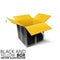 Black and yellow open box 3D/ illustration