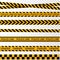 Black and yellow police stripe border, construction, danger caution seamless tapes vector set