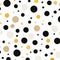 Black And Yellow Polka Dot Abstraction: Whimsical Minimalism In Calm Dualism