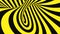 Black and yellow psychedelic optical illusion. Abstract hypnotic animated background. Spiral geometric looping warning wallpaper.