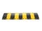 Black and yellow speed bump or speed breaker isolated on a white background 3d rendering