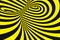 Black and yellow spiral tunnel from police ribbons. Striped twisted hypnotic optical illusion. Warning safety background.
